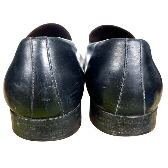 Vintage Salvatore Ferragamo Gancini Black Leather Slip On Loafers Size 9 2 EE